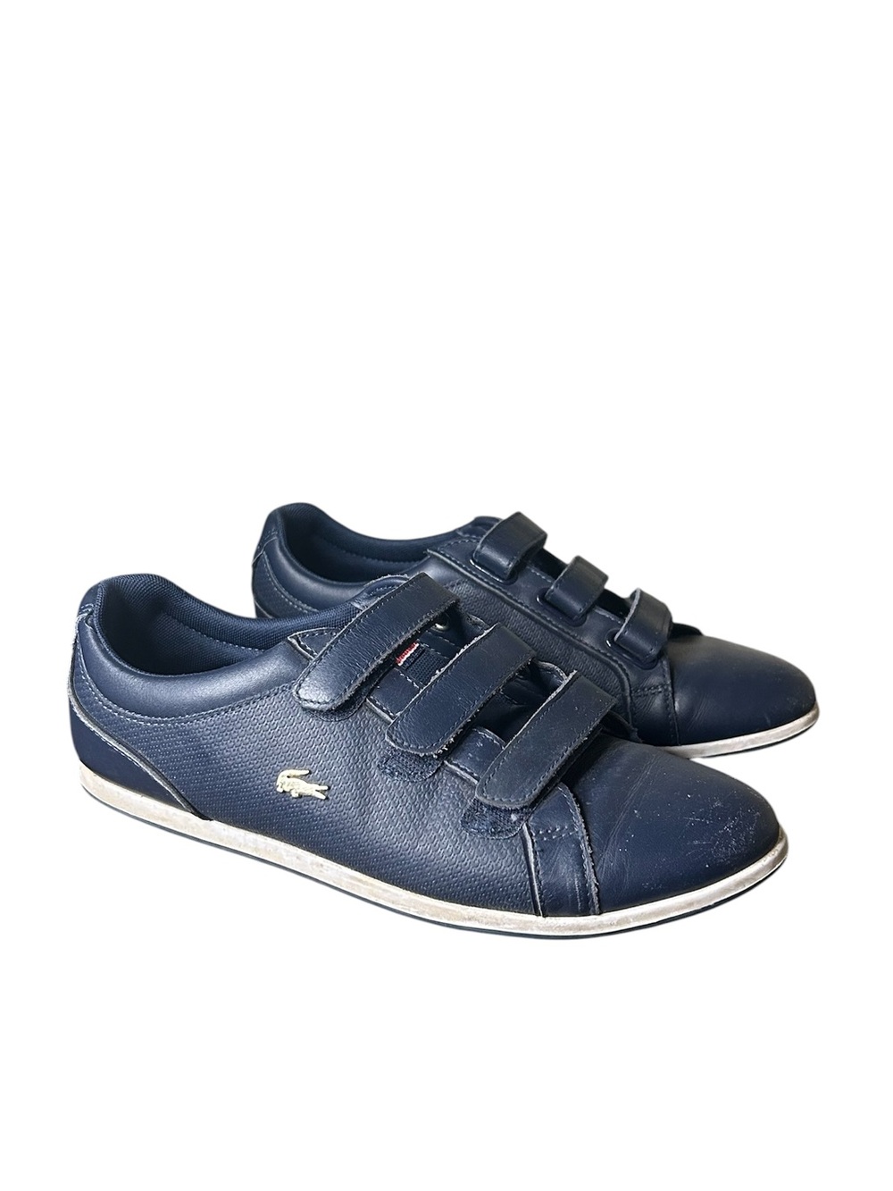 Lacoste Navy Velcro Leather Sneakers with White Sole